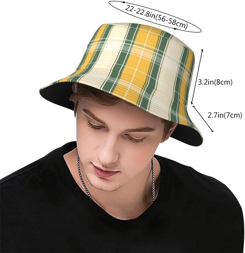 GTEVUTS Vintage Plaid Bucket Hat for Men Women Unisex,Vintage Print Fisherman Cap Summer Travel Beach Sun Hats for Outdoor Headwear - Image 3